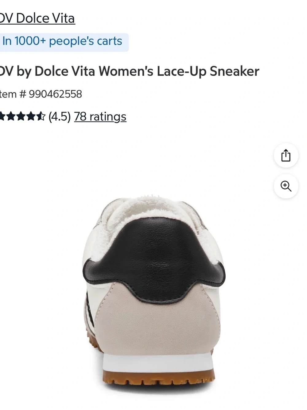 Dolce Vita White, Black & Tan Lace-Up Athletic Sneaker